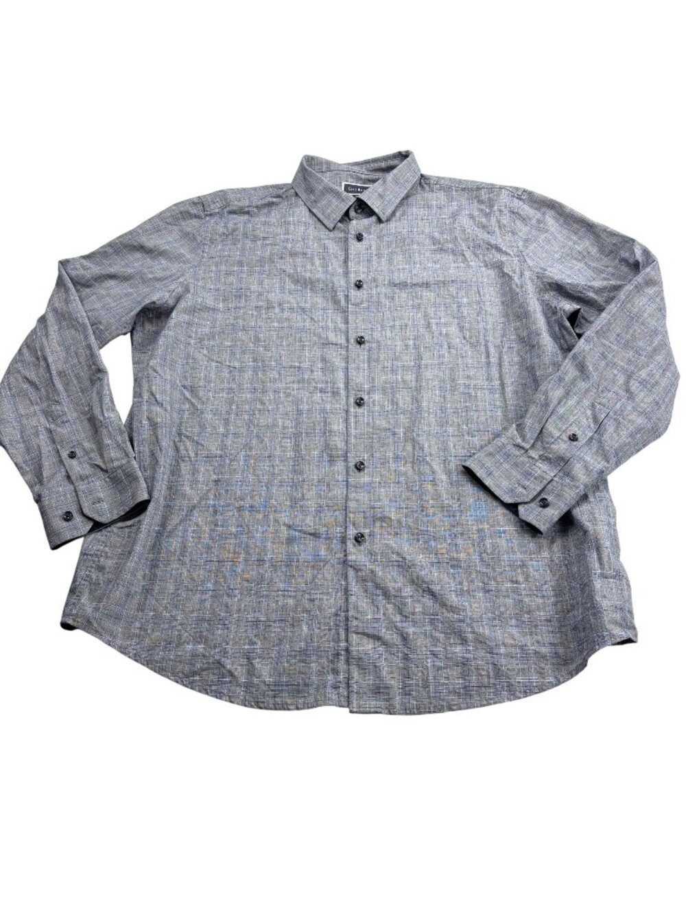 Club Room Mens XXL Long Sleeve Button-Up Plaid Shirt In Gray & Blue